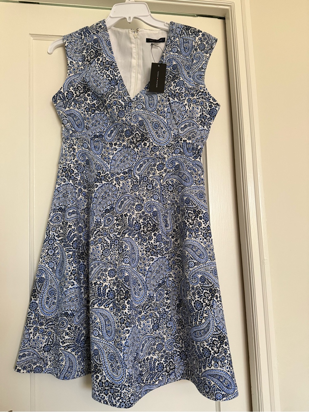 Tommy Hilfiger Blue Paisley V-Neck Fit & Flare Mini Dress
